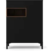 Ebuy24 Ringe Sideboard 2 Türen, 1 Schublade und 1 Fach, schwarz und Walnuss Nachbildung.