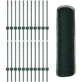 vidaXL Sechseckzaun mit Pfosten 50 x 0,5 m PVC-beschichteter Stahl