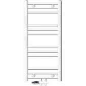 LuxeBath Badheizkörper Mittelanschluss 400 x 800 mm Weiß gerade mit Anschlussgarnitur inkl. Thermostat Durchgang Boden Weiß Heizkörper , ohne Heizstab