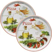 MamboCat 2er Set Pizzateller Napoli Red Ø 32 cm Servier-Platte XL-Teller Porzellan