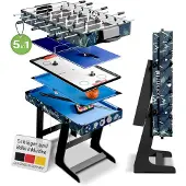 Juskys Multi-Play Tisch 5 in 1 - Billard / Tischfußball / Hockey / Tischtennis / Basketball - 104 x 58 x 73 cm
