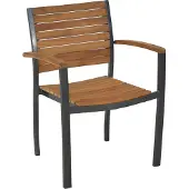 Merxx Gartensessel Santorin 2er Set, stapelbar - Aluminium/Akazie