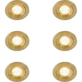 QAZQA - Set mit 6 modernen Bad I Badezimmer Außen Einbaustrahlern Gold I Messing Rund IP44 - Xena I Außenbeleuchtung - Aluminium - LED geeignet GU10