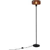 QAZQA Retro Stehleuchte Schwarz mit Bronzeglas Bizle
