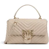 Pinko Handtasche Umhängetasche Love Lady Puff Classic CL Sheep Nappa Chevron Beige - Smoke Grey - Antique Gold