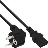 InLine Netzkabel, Schutzkontakt gewinkelt auf Kaltgerätestecker C13, 10m