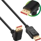 InLine DisplayPort 1.4 Kabel, 8K4K, nach oben gewinkelt, schwarz/gold, 3m