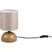 TRIO Keramik Tischleuchte LUCI Holzoptik mit Stoffschirm Beige Ø14cm