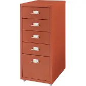 En.casa Rollcontainer Kökar mit 5 Schubladen 69x28x41 cm Ziegelrot