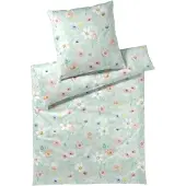 Elegante Mako Satin Bettwäsche Pastel 24519-4 Blumen aqua 135x200