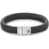 Rebel & Rose RR-M0019-S Herren-Lederarmband Schwarz Full Metal Herringbone Black
