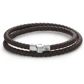 Rebel & Rose RR-M0039-S Herren-Lederarmband Full Metal Double Round Brown