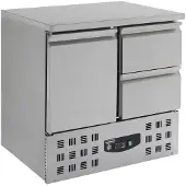 CombiSteel Gastro Kühltisch Kühltheke Kühlung 1x 1/1GN, 1 Tür & 2 Laden, 900x700x875mm NEU