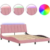vidaXL Bettgestell mit LED ohne Matratze "Hanko" Rosa 160x200 cm Samt