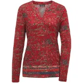 Goldner Kurzgröße: Elegantes Blusenshirt, Paisley-Design in cayenne / gemustert | Gr.: 25