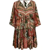 Apricot Minikleid "Kaftan-Minikleid mit Satinschal" mit Tassel