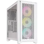 Corsair iCUE 4000D RGB, Midi Tower, PC, Weiß, ATX, EATX, micro ATX, Mini-ITX, Kunststoff, Stahl, Gehärtetes Glas, 17 cm