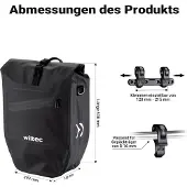 Wiltec Gepäckträgertasche schwarz, Fahrradtasche Gepäckträger 28 l Stauraum, Gepäcktasche mit Tragegurt, Fahrrad Tasche wasserresistent Reflektoren