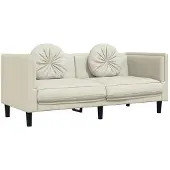 vidaXL Sofa mit Kissen 2-Sitzer Creme Samt