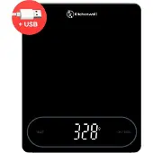 Kitchenwell Digitale Präzisions-Küchenwaage – Küchenwaage – 1 g – 12 kg – Tara-Funktion – USB – Schwarz