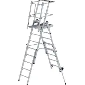 MUNK Günzburger Steigtechnik Plattformleiter FlexxStep 5 Sprossen mit Teleskopaufsatz 3 Sprossen - 052536