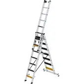 MUNK Günzburger Steigtechnik Stufen-Mehrzweckleiter 3tlg. mit nivello-Traverse und clip-step R13 3 x 7 Stufen - 033322