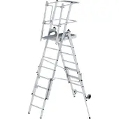 MUNK Günzburger Steigtechnik MUNK Plattformleiter FlexxStep 6 Sprossen mit Teleskopaufsatz plus 2 Sprossen