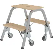 MUNK Günzburger Steigtechnik MUNK Stahl-Holz-Tritt mit Brems-Lenkrollen 2 Stufen