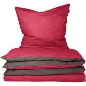 Schiesser Bettwäscheset Doubleface | Unifarben | Renforcé | 2-teilig | 100% Baumwolle | Angenehm weich & glatt | YKK-Reißverschluss | 135x200 cm + 80x80 cm | Rot-Dunkelgrau