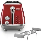 De'Longhi De’Longhi Icona Capitals, 2 Scheibe(n), Rot, Edelstahl, Tasten, Niveau, Drehregler, 900 W, 220 - 240 V