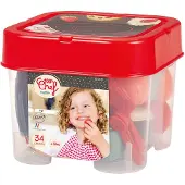 Ecoiffier 100 % Chef-Essset mit Spiellebensmitteln, 34-teilig.
