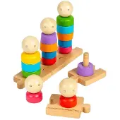 Bigjigs Holz Stapelspielzeug Regenbogen Familie - Lernspielzeug