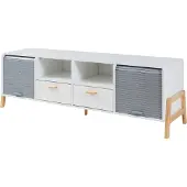 En.casa Fernsehschrank 'Kvaefjord' 160 x 40 x 52 cm Weiß/Grau