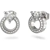 GUESS 10MM HEART CRYS CIRCLE T STUDS Ohrringe