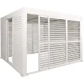 Mendler Alu Pergola MCW-L46, Pavillon Terrassenüberdachung, 6x Lamellenpaneel 6x Schiebetüren, 11cm-Gestell, 3x3m weiß