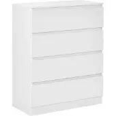 Beliani Kommode Weiß Spanplatte 4 Schubladen 100 x 80 cm Wohnzimmer Schlafzimmer Flur Skandinavisches Design