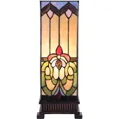 Clayre & Eef Tiffany Tischlampe 17x17x44 cm Beige Blau Glas