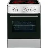 Exquisit ECM 6-4 BZ Inox Elektro-Standherd | Glaskeramik | Bräter-/ Zweikreiszone | Ober-/ Unterhitze, Grill | Umluft | Inox