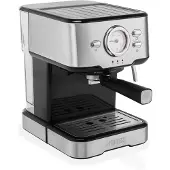 Princess 01.249415.01.001 Espresso und ESE-Adapter, Espressomaschine, 1,5 l, Kaffeekapsel, Kaffeepad, Gemahlener Kaffee, 1100 W, Schwarz, Edelstahl