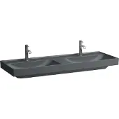 Laufen MEDA Doppelwaschtisch, unterbaufähig, 1300x460mm, 1 Hahnloch je Becken, ohne Überlauf, H8141127581111, Farbe: Graphit matt