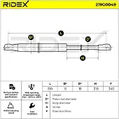 RIDEX 219G0049 Gasfeder Heckklappendämpfer passend für PEUGEOT 206 Schrägheck (2A/C) 510mm