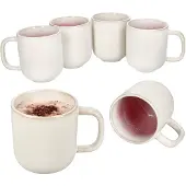 MamboCat 6er Set Reactive Glaze Paris Kaffeebecher 350ml Pink Teetassen Kakao zylindrisch