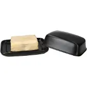 MamboCat RUNA Butterdose mit Deckel schwarz aus Steingut - 24302141****Vorpackplatz:REIHE 42.6///PLATZ 2