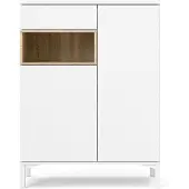Ebuy24 Ringe Sideboard 2 Türen, 1 Schublade und 1 Fach, weiß und Eichen Nachbildung.