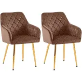 CLP 2er Set Esszimmerstühle Monett Samt Metall gold/braun