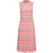 Cartoon Midikleid mit Stehkragen in Rosa/Taupe | Gr.: 46