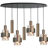 Highlight 7-flammige Pendelleuchte Marrone schwarz mit Kupferbronze oval