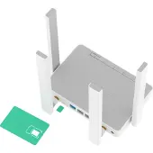 Keenetic Runner 4G (KN-2212) N300 Mesh-WLAN-4G-Router mit einem 4-Port-Smart-Switch, Wi-Fi 4 (802.11n), Einzelband (2,4GHz), Ethernet/LAN, 4G, Grau, Weiß, Tabletop-Router