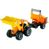 Cavallino Toys Traktor mit Frontlader und Anhänger