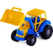 Cavallino Blauer Spielzeugtraktor für Kleinkinder mit Kippanhänger, 27,2 cm lang